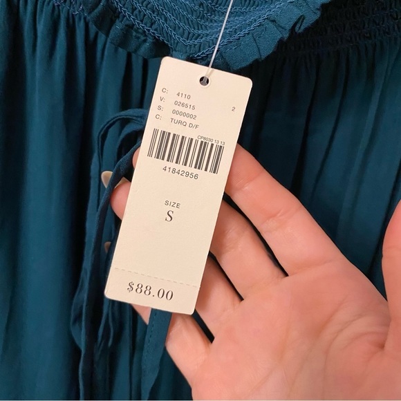 NEW Anthropologie Holding Horses Turquoise Rosario Off Shoulder Open Arm Blouse - Picture 6 of 11